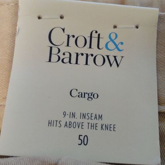 New Croft & Barrow Men's Size 50 Khaki Cargo Shorts Elastic Sides - Picture 7 of 8